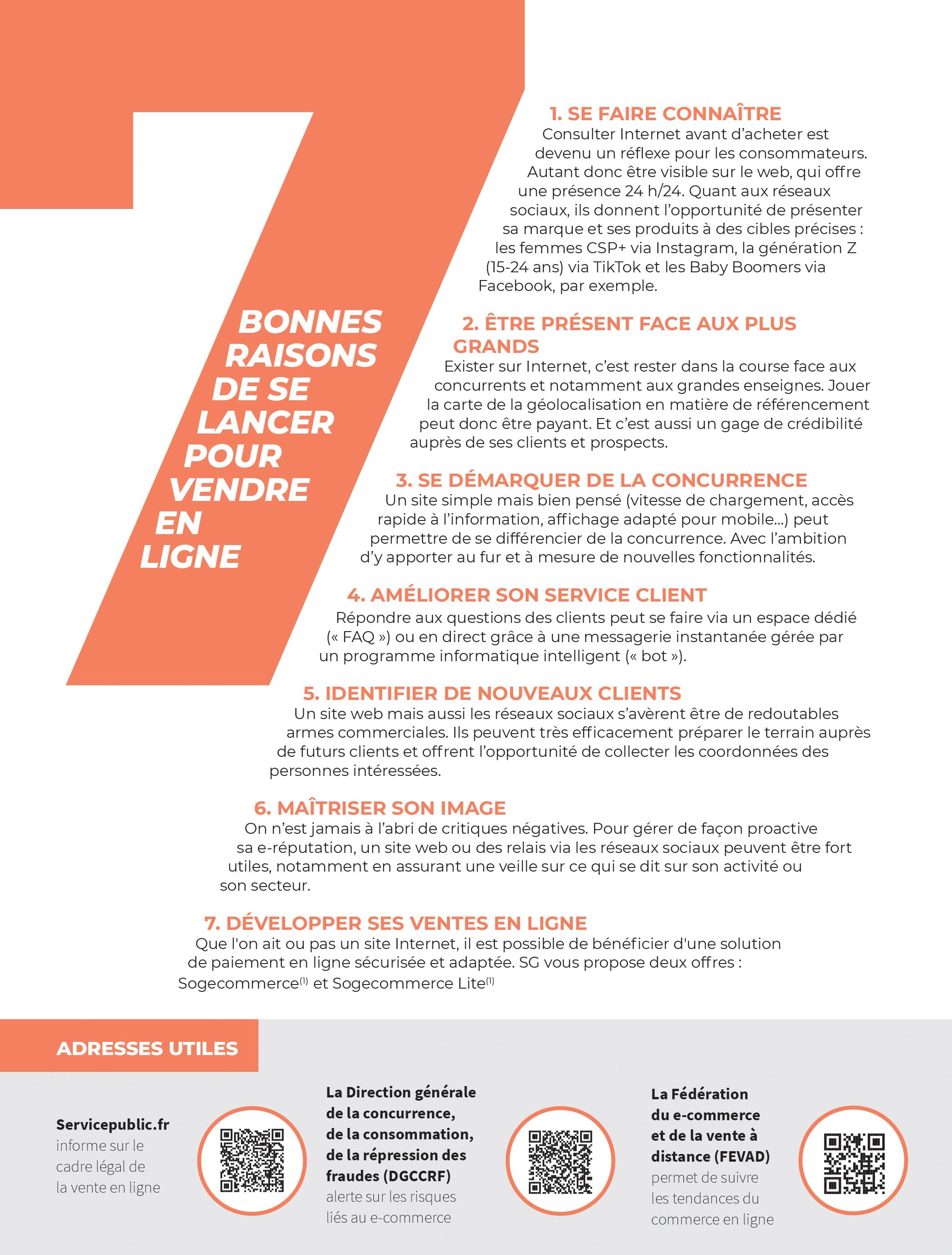 infographie - 7 bonnes raisons de se lancer pour vendre en ligne